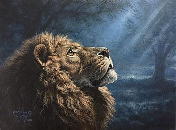 Lion, animal, leu, abraham hunter, painting, art, pictura HD wallpaper