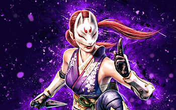 Kunimitsu, , violet neon lights, warrior, Tekken 7, creative, Tekken series, Kunimitsu Tekken 7, Tekken characters, Kunimitsu Tekken HD wallpaper