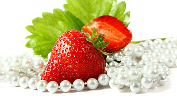 :), white, red, pearl, jewel, strawberry, fruit HD wallpaper