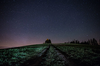 Road, farms, night out, sky HD wallpaper