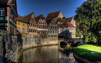 Cities, Rivers, Trees, Building, Germany, Schwebisch Hall, Schwäbisch Hall HD wallpaper
