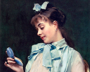 Aline Mason in Blue, artwork, lady, wide screen, painting, art, portrait, beautiful, illustration HD wallpaper