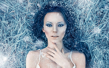 Ice Beauty, model, lying, snow, woman HD wallpaper