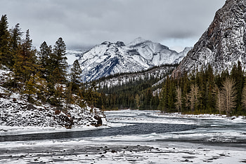 Nature, Trees, Mountains, Snow, Rocks, Lake, Snow Covered, Snowbound HD wallpaper