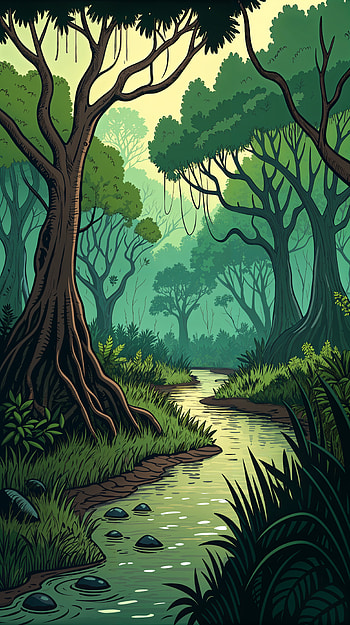Serene Swamp: A Tranquil , forest, river, nature, landscape HD phone wallpaper