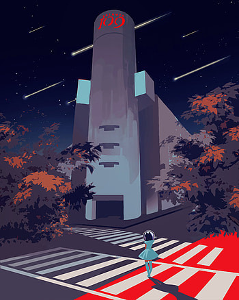 Art, Night, Vector, Building, Silhouette, Crosswalk, Pedestrian Crossing HD phone wallpaper