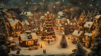Enchanting Christmas Village - Ultra, Christmas village, Christmas, snow, holiday lights HD wallpaper