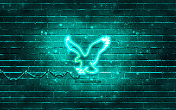 American Eagle Outfitters turquoise logo, , turquoise brickwall, American Eagle Outfitters logo, brands, American Eagle Outfitters neon logo, American Eagle Outfitters HD wallpaper