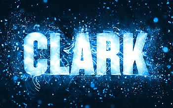Happy Birtay Clark, , blue neon lights, Clark name, creative, Clark Happy Birtay, Clark Birtay, popular american male names, with Clark name, Clark HD wallpaper
