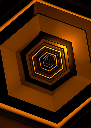 3D, Perspective, Prospect, Geometric, Tunnel, Depth, Hexagonal HD phone wallpaper
