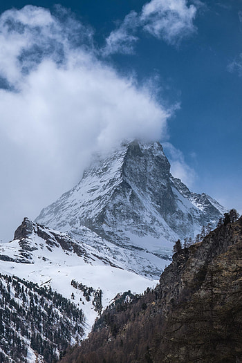 Nature, Clouds, Snow, Rock, Mountain, Snow Covered, Snowbound HD phone wallpaper