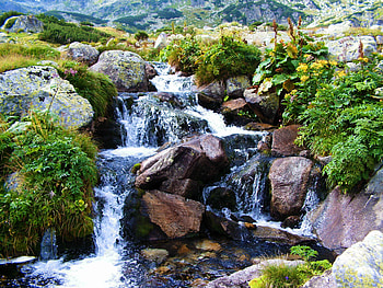 A speedy torrent, blue, water, beauty, mountain HD wallpaper