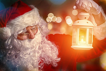 Santa Claus and Christmas lantern, Santa Claus, Christmas, light, Christmas lantern, Holidays, Glasses HD wallpaper