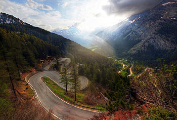 Maloja pass-Switzerland, road, nature, amazing, mountains HD wallpaper