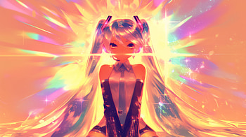 Beautiful Fan Art of Hatsune Miku with brilliant lights and rainbow colors, Anime, video game, Hatsune Miku HD wallpaper