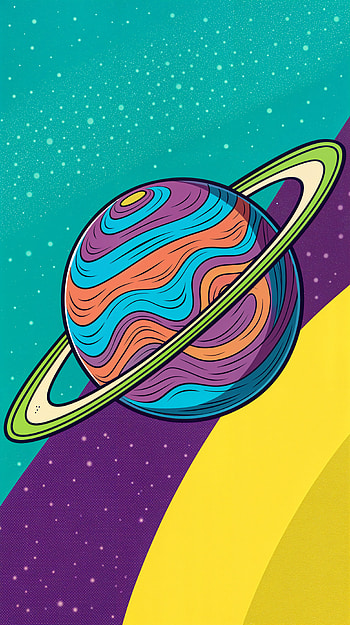Neon Ringed Gas Giant HD phone wallpaper