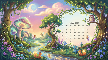 June 2026 — Enchanted Stream Calendar, June 2026 Calendar HD wallpaper