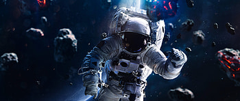 Asteroids, Astronauts HD wallpaper