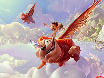 FLYING CREATURES, SKY, CREATURE, WING, DOGLIKE, FUNNY HD wallpaper