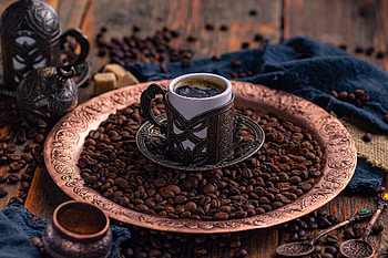 Coffee, hot, beans, cup HD wallpaper