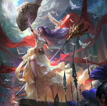 Victory, frumusete, fantasy, luminos, girl, goddess, chen gant, wind, purple, red HD wallpaper