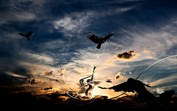 Abstract, Birds, Sky, Dance, Silhouette, Lines HD wallpaper