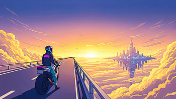 Cyberpunk Bike Skyline Explorer, cyberpunk, bike, skyline, artist, artwork, art, digital-art, ai, deviantart HD wallpaper