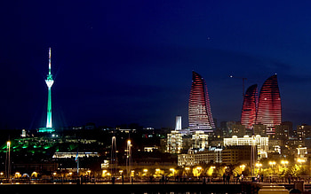 Baku skyline at night, Mesmerizing lights, Urban beauty, Captivating HD wallpaper