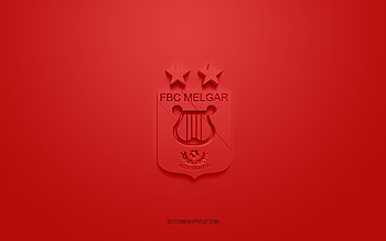 FBC Melgar, creative 3D logo, red background, Peruvian Primera Division, 3d emblem, Peruvian football club, Arequipa, Peru, 3d art, Liga 1, football, FBC Melgar 3d logo HD wallpaper