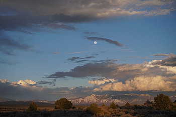 Nature, Sky, Mountains, Clouds, Moon, Dahl, Distance HD wallpaper