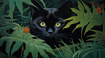 Black Cat in Jungle Foliage, Black Cat, Animal, cat HD wallpaper