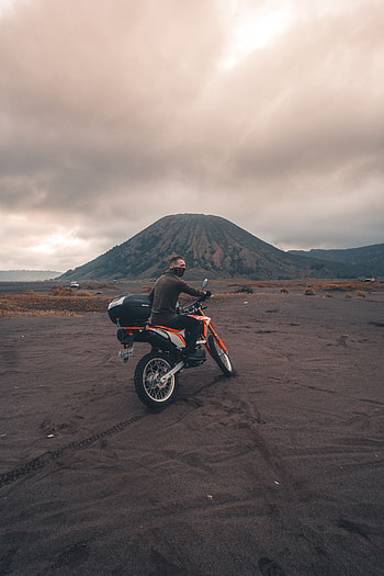 Sand, Motorcycles, Motorcyclist, Motorcycle, Volcano, Indonesia HD phone wallpaper