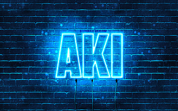 Happy Birtay Aki, , blue neon lights, Aki name, creative, Aki Happy Birtay, Aki Birtay, popular japanese male names, with Aki name, Aki HD wallpaper