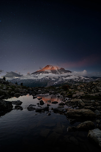 Nature, Stones, Snow, Lake, Snow Covered, Snowbound, Volcano HD phone wallpaper