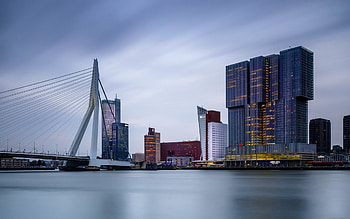 Rotterdam Skyline, Travels, Erasmus Brcke, Modern buildings HD wallpaper