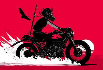 Retro Rider On A Bike Sunset, artist, artwork, digital-art, retro HD wallpaper