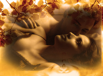Couple, leaves, 3d, woman, man HD wallpaper