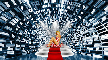 Under The Spotlight, podium, mirrors, carpet, digital, lighting, spotlights HD wallpaper