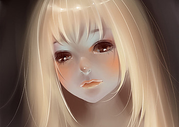 Face, cute, blond, anime HD wallpaper