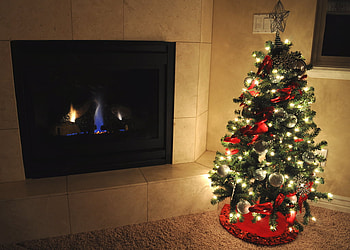 Warm Fire Glowing At Christmas, trees, holidays, xmas, christmas HD wallpaper