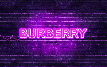Burberry violet logo, , violet brickwall, Burberry logo, brands, Burberry neon logo, Burberry HD wallpaper