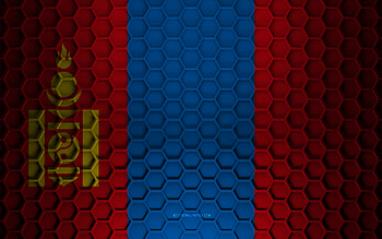 Mongolia flag, 3d hexagons texture, Mongolia, 3d texture, Mongolia 3d flag, metal texture, flag of Mongolia HD wallpaper