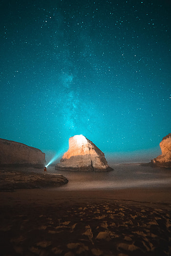 Coast, night, rock cliff, night HD phone wallpaper