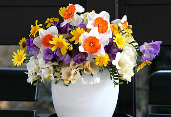 Flowers, Narcissussi, Bouquet, Vase, Composition, sia HD wallpaper