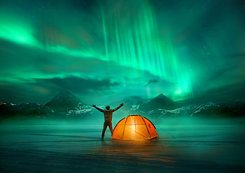 life, Tent, Man, Mountains, Night, Camp, Aurora HD wallpaper