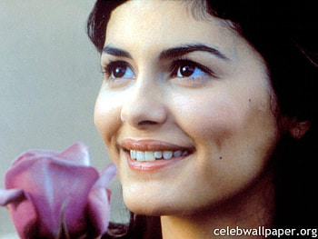 Audrey Tautou, rose, schick, smile, cute, actress, nice eyes, female HD wallpaper