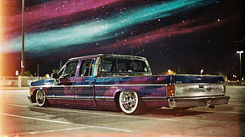 Neon Aurora Lowrider Truck —, Pickup Truck HD wallpaper