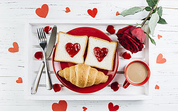 Valentines Day Breakfast, hearts, valentines, breakfast, food HD wallpaper