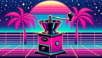 Retro Futuristic Coffee Grinder, coffee grinder, retro, tropical, neon, vintage HD wallpaper