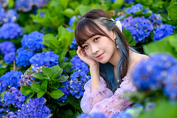 Pretty and Blue, blue, beautiful, lady, pretty HD wallpaper